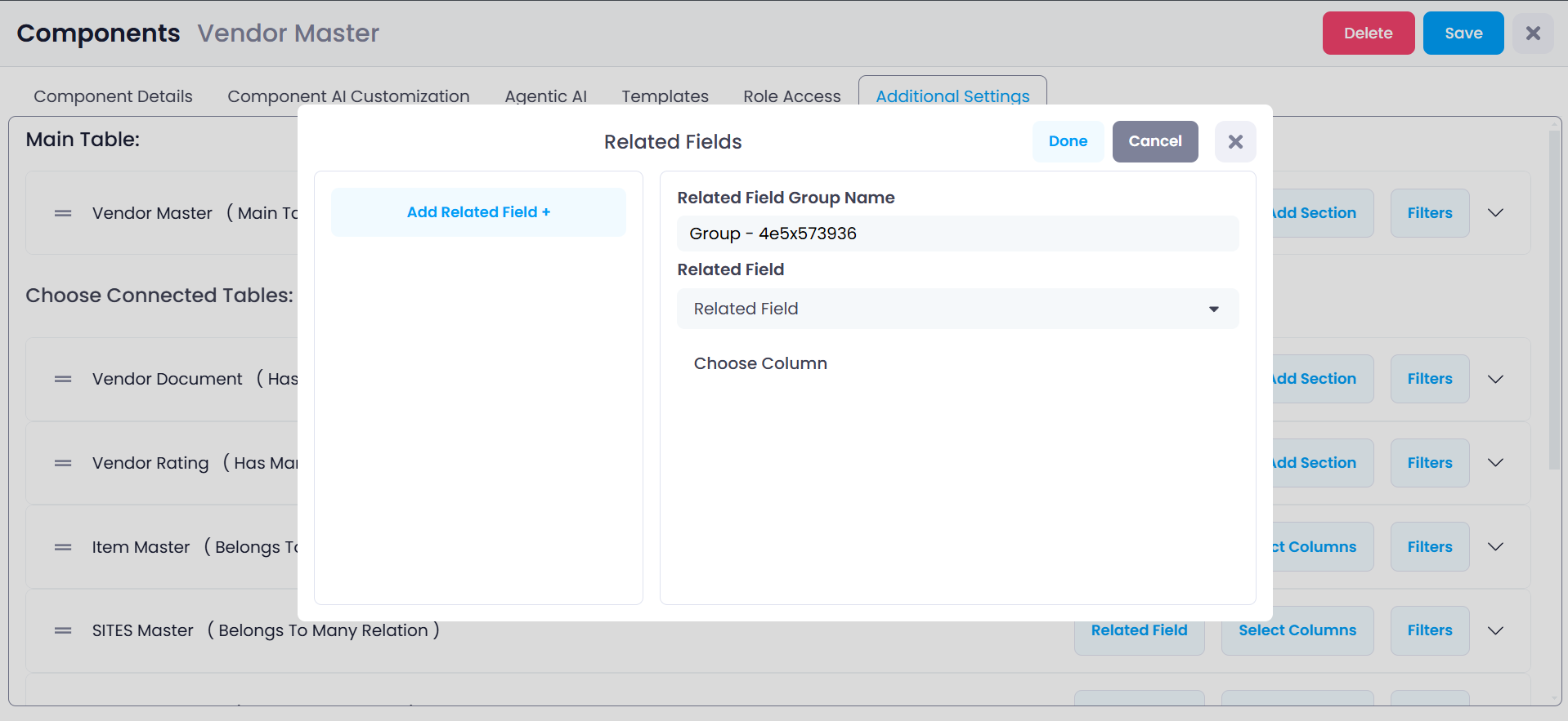 Related Fields Configuration
