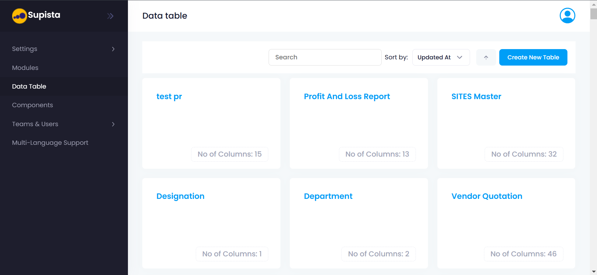 Data Table Dashboard