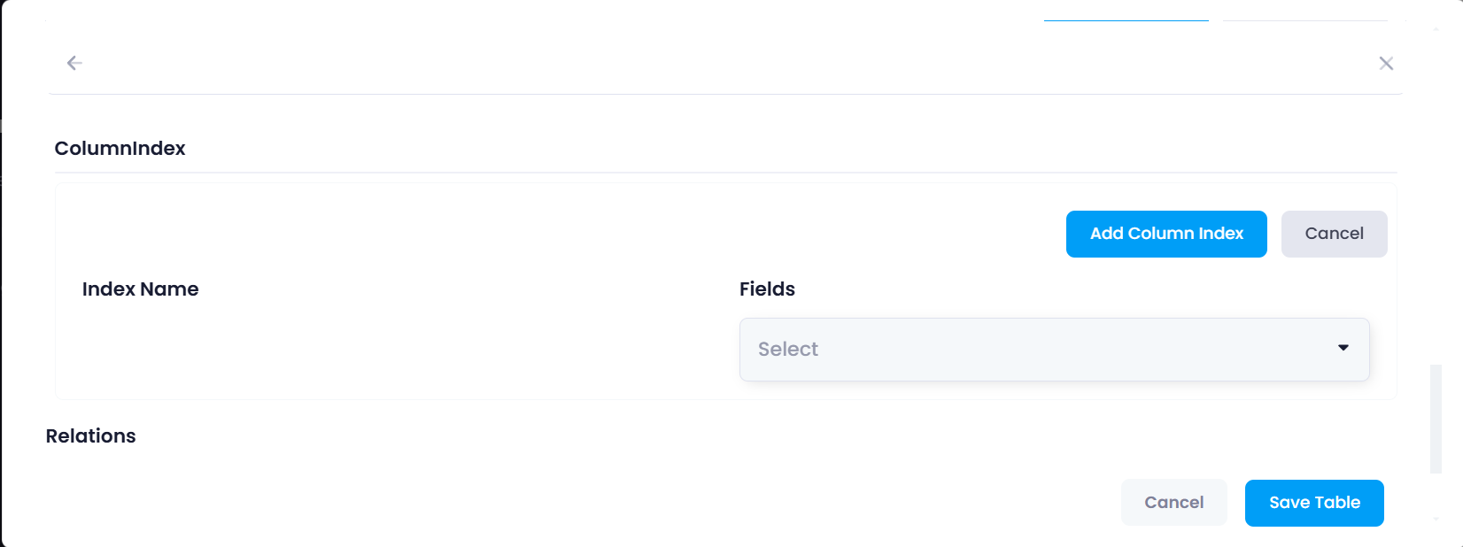 Column Index Configuration