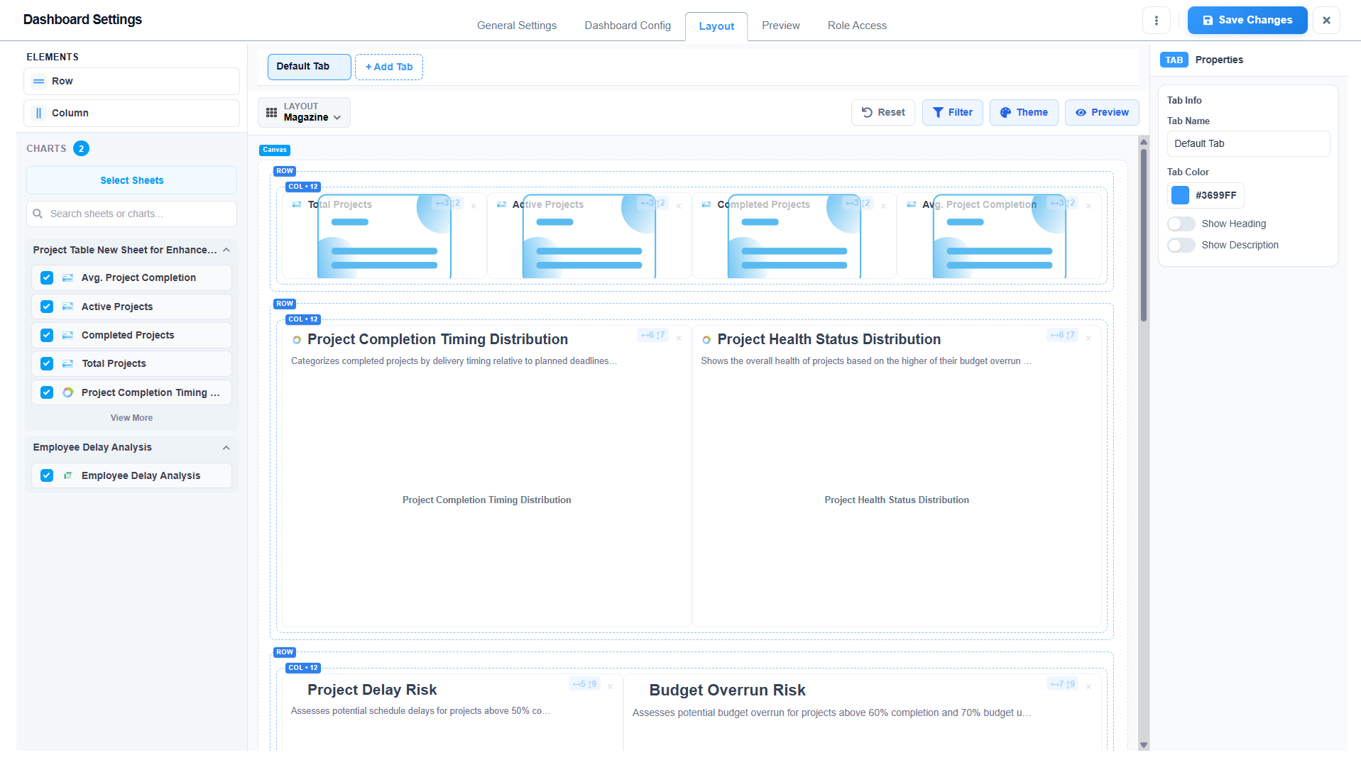 Supista analytics workspace with configurable EPC project charts, filters and role-based dashboard access